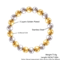 Two-tone stainless steel beaded bracelet featuring 1cm gold and silver spheres - 10mm Women 18cm (NY10-4) / Gold and Silver Two-tone