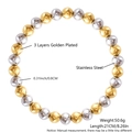 Two-tone gold and silver beaded stainless steel elastic bracelet with 8mm beads - 8mm Men 21cm (NY11-1) / Gold and Silver Two-tone