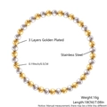 Two-tone stainless steel beaded bracelet with gold and silver alternating finish - 5mm Women 18cm (NY10-7) / Gold and Silver Two-tone