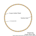 Two-tone gold and silver stainless steel beaded bracelet with 3mm elastic cord - 3mm Women 18cm (NY10-9) / Gold and Silver Two-tone