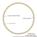 Bracelet extensible bicolore or et argent avec perles en acier inoxydable 3mm - 3mm Hommes 18cm (NY11-5) / Bicolore Or et Argent