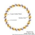 Bracelet à billes bicolore en acier inoxydable doré et argenté avec perles de 8mm - 8mm Femmes 18cm (NY10-5) / Bicolore Or et Argent