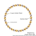 Bracelet perles acier inoxydable bicolore avec boules or et argent 6mm sur fil élastique - 6mm Femmes 18cm (NY10-6) / Bicolore Or et Argent