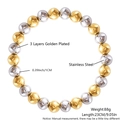 Bracelet en perles d'acier inoxydable bicolore avec finition polie or et argent - 10mm Hommes 23cm (NY10-10) / Bicolore Or et Argent