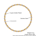 Bracelet élastique minimaliste avec perles en acier inoxydable bicolore or et argent 0,4 cm - 4mm Femmes 18cm (NY10-8) / Bicolore Or et Argent