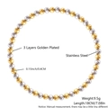 Bracelet perles bicolore en acier inoxydable doré et argenté 4mm avec cordon élastique - 4mm Hommes 18cm (NY11-4) / Bicolore Or et Argent