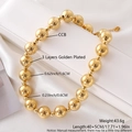 Polished gold beaded necklace featuring large 16mm CCB beads with triple-layer plating - Bright Gold Large Beads (NY04-4)