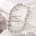 Punk style necklace with large silver beads in CCB material and metallic finish - Bright Silver Large Beads (NY04-5)