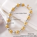 Punk style necklace featuring large gold and silver CCB beads with a secure lobster clasp - Gold And Silver Large Beads (NY04-6)