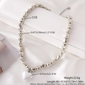 Glossy silver punk heart pendant necklace with chunky beads in a minimalist modern style - Bright Silver Irregular Beads With Heart (NY04-8)