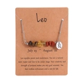 Silver Leo zodiac necklace with natural irregular raw stones and round constellation pendant - Leo