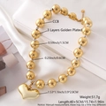 Punk style bead necklace with large gold heart pendant on white velvet display - Mixed Large Beads Big Heart (NY05-1)
