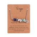Virgo constellation necklace with natural blue stones and engraved silver pendant - Virgo
