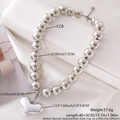 Punk silver CCB beaded necklace with large heart pendant on a premium silk background - Full Silver Large Beads Heart (NY05-3)