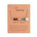 Taurus zodiac necklace with silver chain and mixed natural crushed stone pendant - Taurus