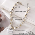 Punk chunky beaded necklace featuring large heart pendant with gold and silver accents - Gold And Silver Beads Heart (NY05-4)