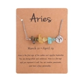 Aries zodiac necklace with stainless steel chain, irregular natural stones on card - Aries