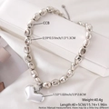 Punk silver heart necklace with large oval CCB beads and adjustable chain extension - Silver Irregular Oval Beads Heart (NY05-5)