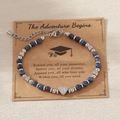 Pulsera de lapislázuli hecha a mano con colgante de corazón de plata y letra D grabada - Letra D