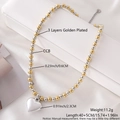 Mixed gold and silver beaded punk heart necklace with durable stainless steel chain - Gold And Silver Fine Beads (NY05-7)