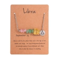 Libra zodiac necklace with silver chain and colorful natural crushed stones on card - Libra