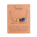 Scorpio zodiac necklace with multi-color natural stones and engraved metal pendant - Scorpio