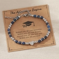 Bracelet perles bleues avec cœur initiale X sur carte cadeau 'The Adventure Begins' - Lettre X