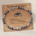 Bracelet en perles de lapis-lazuli avec breloque cœur argentée lettre Z sur carte - Lettre Z