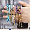 Set di sette bracciali in pietre naturali irregolari con catene in acciaio regolabili - Bracciale Multiplo Catena Estensione (Set da 8)