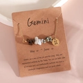 Gemini zodiac necklace with raw crystals on gold chain with round symbol pendant - Gemini (XS-15-SZ)