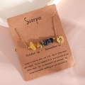 Scorpio zodiac gold necklace with multicolor crystals and personalized card display - Scorpio (XS-15-TX)