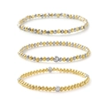 Minimalistisches Armbandset aus Gold- und Silberperlen mit facettierten Metallperlen - 4mm Zweifarbiger Facettierter Perlenarmband Stapel