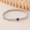 Minimalistisches Perlenarmband aus Edelstahl mit schwarzem Om-Symbol Anhänger für Damen - Om-Symbol Anhänger (NAD03-7) / 5mm Nicht Verblassender Edelstahl