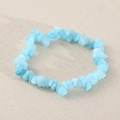 Adjustable elastic bracelet with irregular light blue natural crystal stones - Natural Aquamarine (Elastic) NB19-8