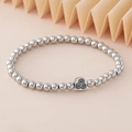 Perlenarmband aus Edelstahl in Silber-Finish mit schwarzer Triskelion-Quadratperle - Triskelion-Anhänger (NAD04-2) / 5mm Nicht Verblassender Edelstahl