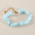 Bracciale in cristallo naturale azzurro regolabile con catena dorata di estensione - Acquamarina Naturale (Catena Estensione) NB20-4