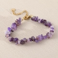 Bracciale regolabile in ametista naturale viola con chiusura a moschettone dorata - Ametista Naturale (Catena Estensione) NB20-5