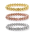 Minimalistisches Perlenarmband-Set in Gold, Roségold und Silber mit quadratischen Akzenten - 8+6mm Edelstahl Armband Stapel