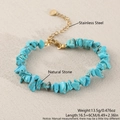 Bracciale in pietra naturale blu lago con frammenti irregolari e acciaio inossidabile oro - Turchese Naturale (Catena Estensione) NB20-6