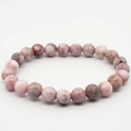 Natural agate stone beaded bracelet featuring pink and grey marble textures for men and women - Diameter 4 / Pink Zebra Jasper
