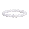 Natural white agate bead bracelet for women featuring 8-10mm translucent polished round stones - 4mm Beads (Approx. 18cm Length) / White Jade