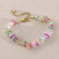 Bracciale con pietre di cristallo arcobaleno e chiusura regolabile placcata in oro - Cristallo Crepato Multicolore Naturale (Catena Estensione) NB20-8