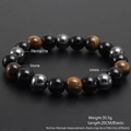 Fashion 10mm tiger eye stone and hematite elastic beaded bracelet for men and women - 10MM Diameter (NH06-3)