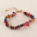 Bracciale di pietre naturali arcobaleno con catena dorata e chiusura a moschettone - Conchiglia Multicolore Naturale (Catena Estensione) NB20-9