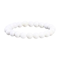 Minimalist white stone beaded bracelet featuring polished round beads on elastic cord - 8mm / Shell