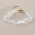 Bracciale regolabile in cristallo trasparente con catena placcata oro e chiusura a moschettone - Quarzo Ialino Naturale (Catena Estensione) NB21-2