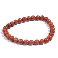 Elastic beaded bracelet made of natural red jasper stones with polished finish - Red Jasper / 6mm