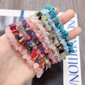 Set di bracciali in pietra di cristallo naturale con gemme minerali colorate irregolari - Bracciale Multiplo Cordino Elastico (Set da 9)