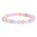 Colorful natural stone beaded bracelet with translucent round candy-colored crystal beads - Morganite Translucent Jade