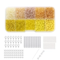 DIY bead kit with 10-grid yellow seed beads, lobster clasps, and jewelry making tools - Yellow Seed Beads And Material Kit